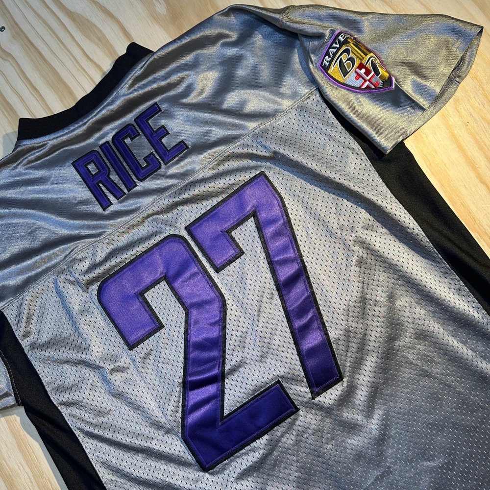 Reebok Men's Baltimore Ravens Ray Rice #27 Gray Football Jersey Size 50